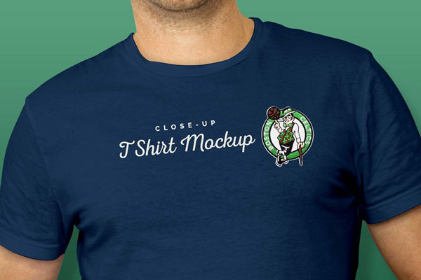 Closeup View of Man Model Wearing T-shirt Mockup