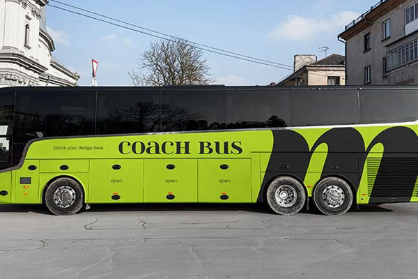 Coach Bus Mockup in 2 Varied Shots