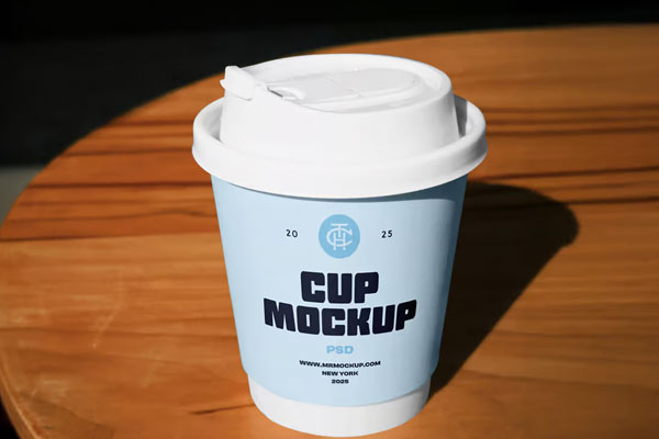Coffe Cup on Table Mockup