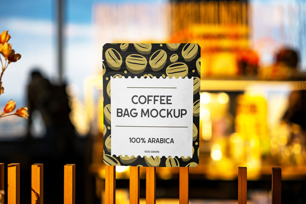 Coffee Bag at Sunset Mockup