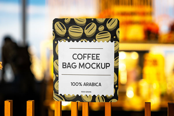 Coffee Bag at Sunset Mockup