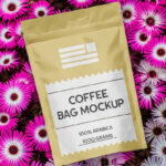 Coffee Bag on Flowers Mockup