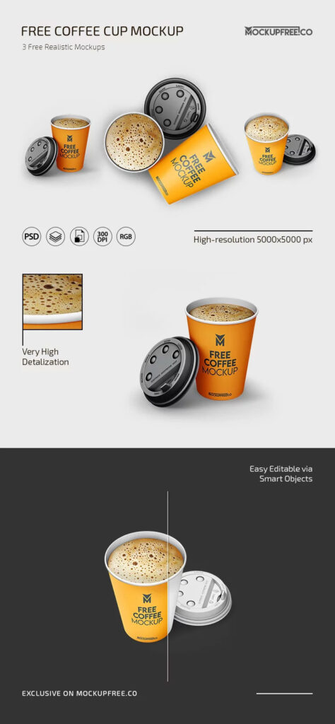Coffee Cup Mockup in 3 Visions