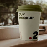 Coffee Cup on Window Ledge Mockup