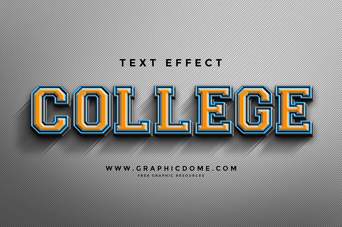 College 3D Text Effect FREE PSD