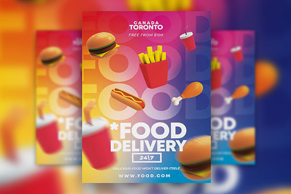 Colorful Animated Food Delivery Flyer Template