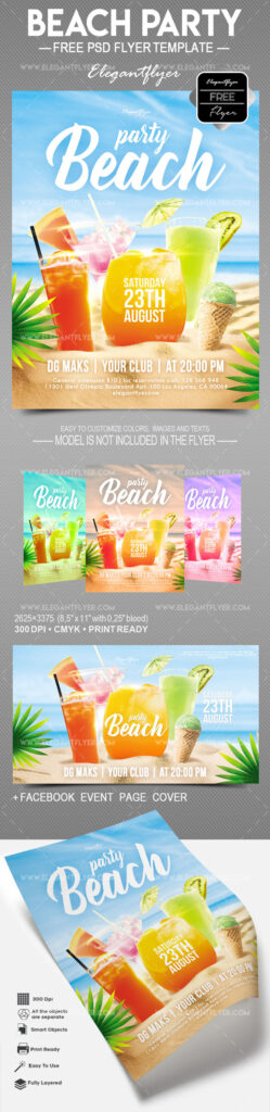 Colorful Border Beach Party Flyer Template