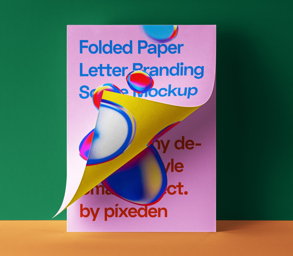 Colorful Folded Letter Paper Mockup