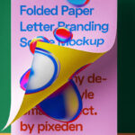 Colorful Folded Letter Paper Mockup
