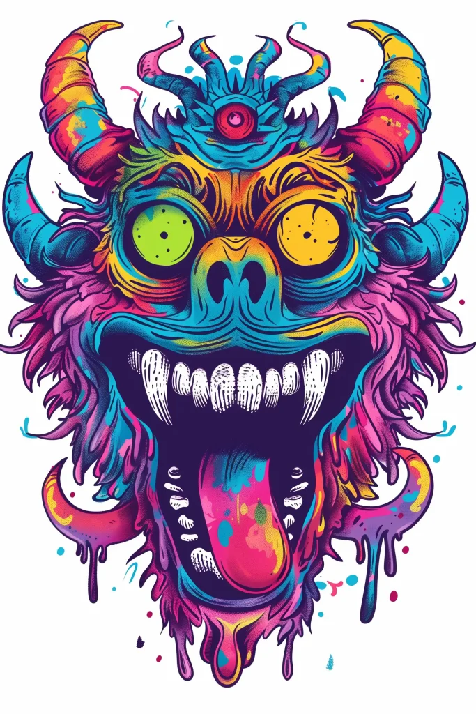 Colorful Monster Vector Design ai prompt preview
