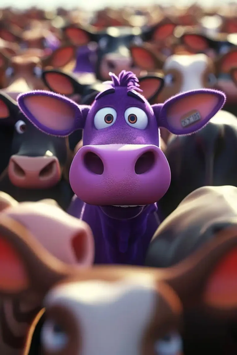 Colorful Purple Cow Parade ai prompt preview