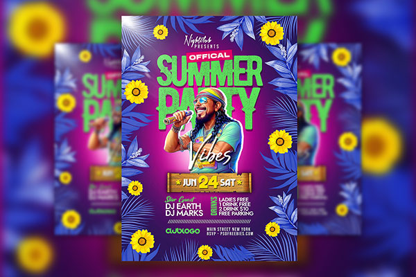 Colorful Summer Party Vibes Flyer Template