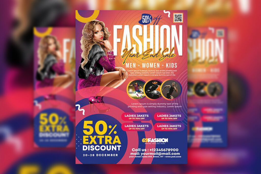 Colorful Year End Fashion Sale Flyer Template