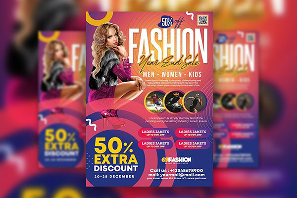Colorful Year End Fashion Sale Flyer Template