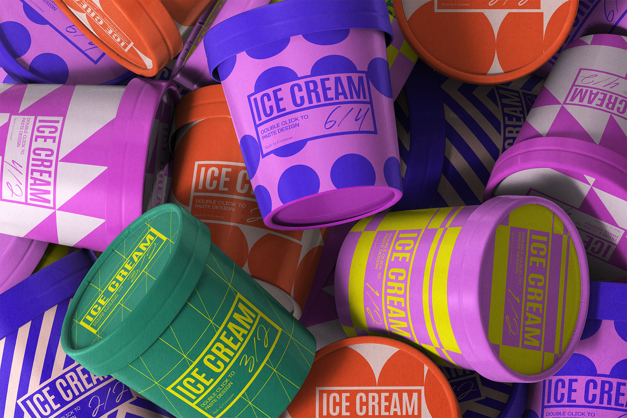 Free Colory Ice Cream Cup Mockups PSD Template
