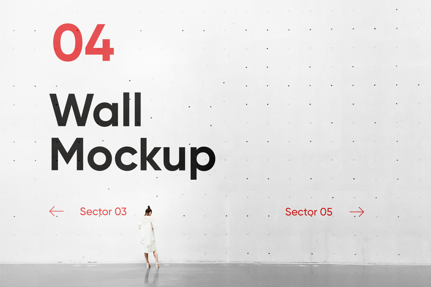 Concrete Wall Mockup Featuring a Woman from Back View FREE PSD