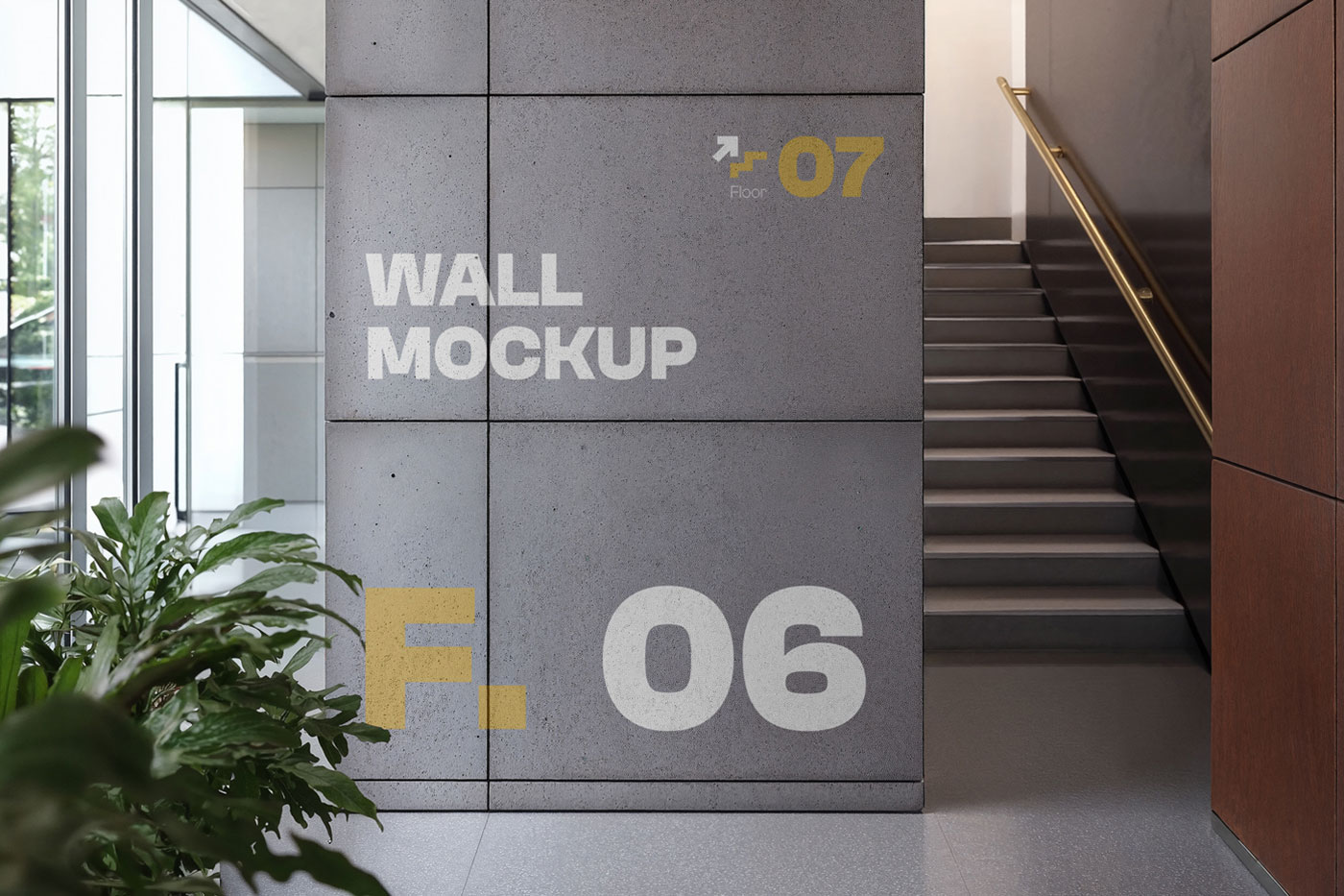 Free Concrete Wall on the Office Mockup PSD Template