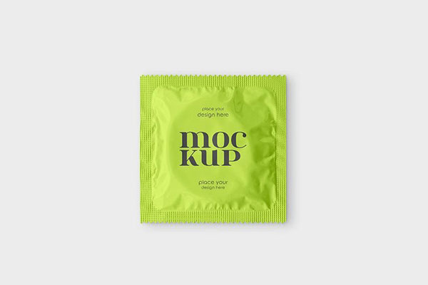 Condom Packaging Mockup in 3 Different Sights