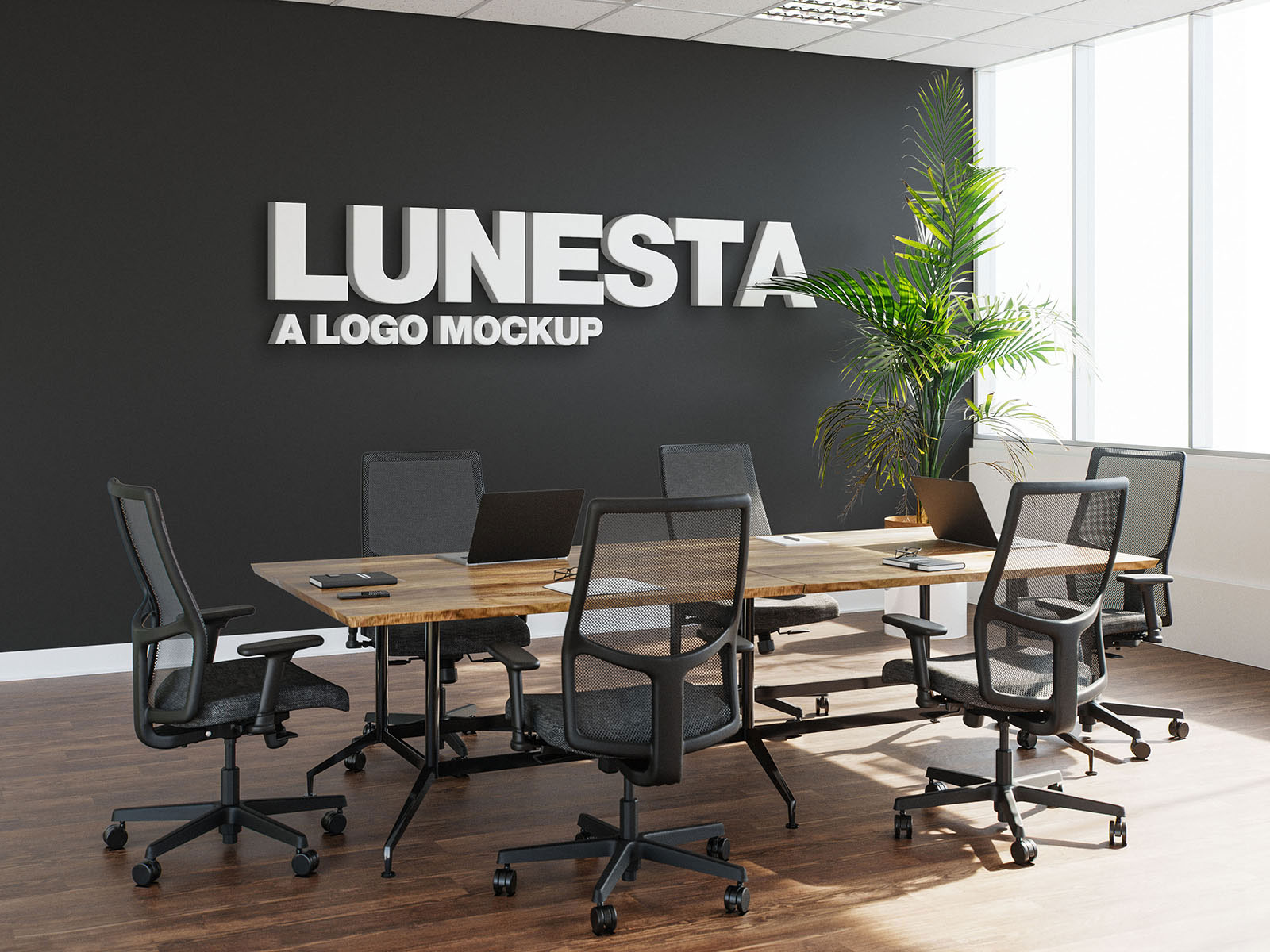 Free Conference Room Logo Mockup PSD Template