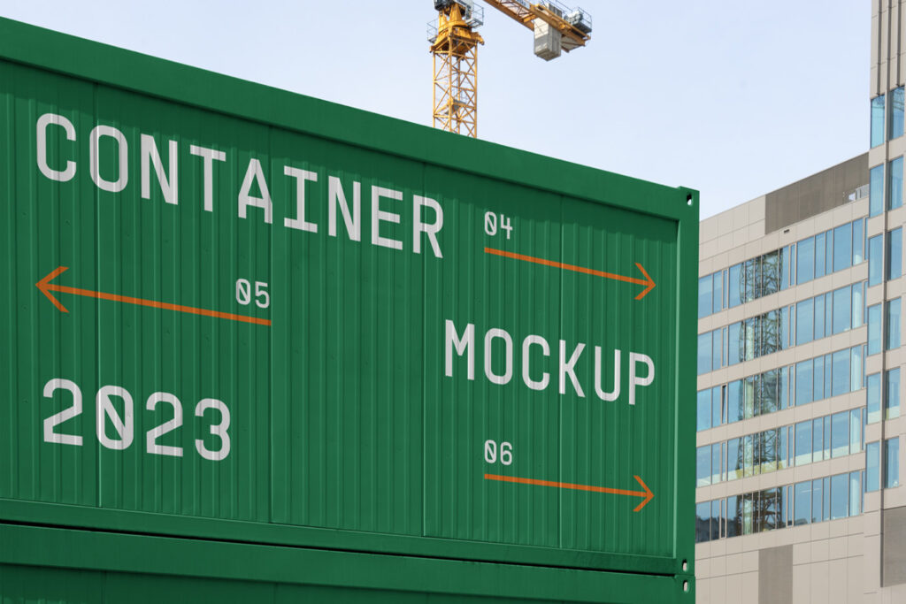 Construction Container Mockup in Perspective View
