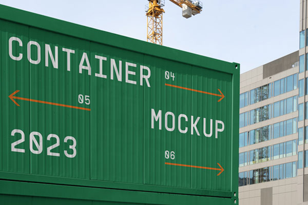 Construction Container Mockup in Perspective View