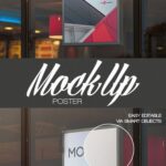 Vertical Billboard Mockup Behind a Glass Window