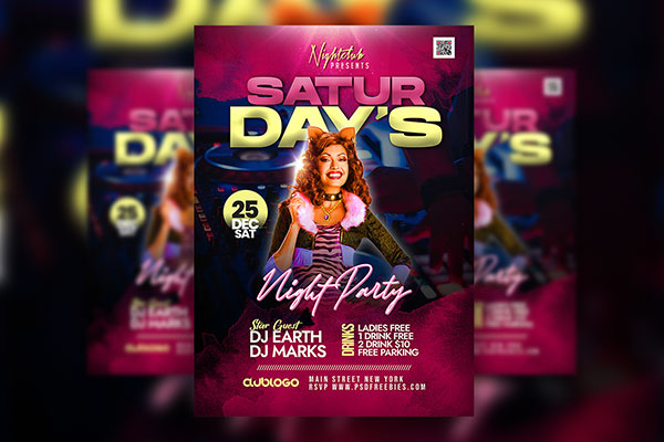 Cool Club Saturday Night Party Flyer Template