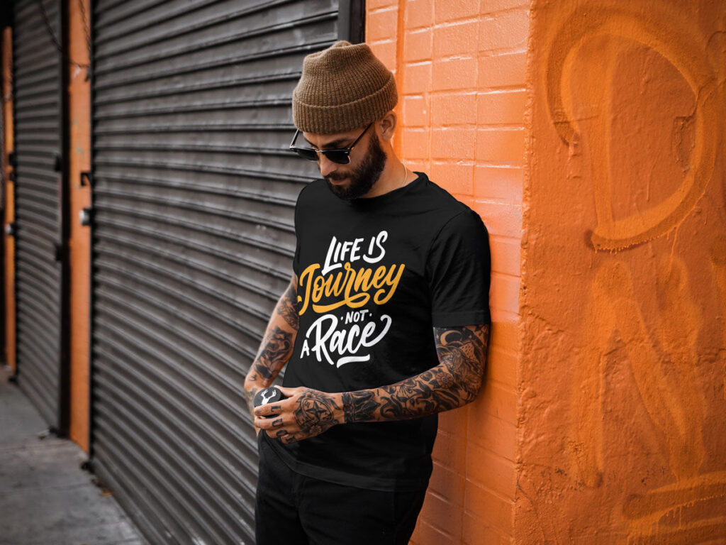 Cool Guy Wearing a Short Sleeve T-Shirt Mockup