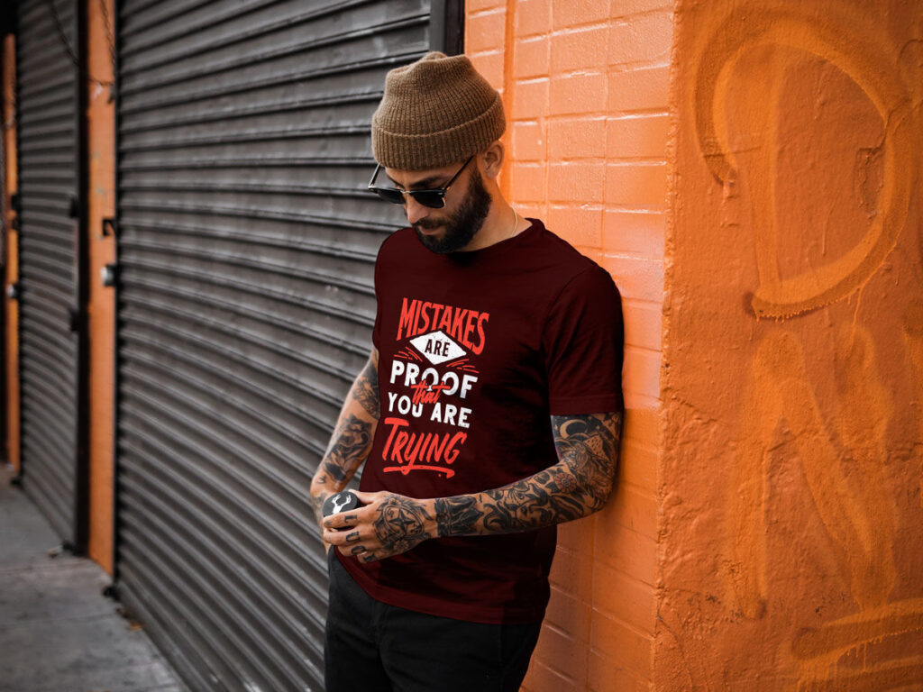 Cool Guy Wearing a Short Sleeve T-Shirt Mockup