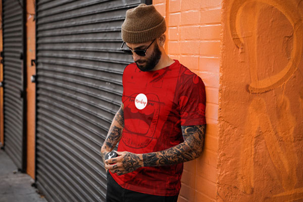 Cool Guy Wearing a Short Sleeve T-Shirt Mockup