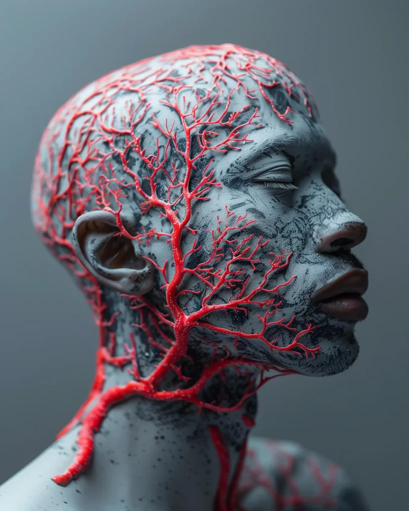 Coral-Textured Model Portrait
