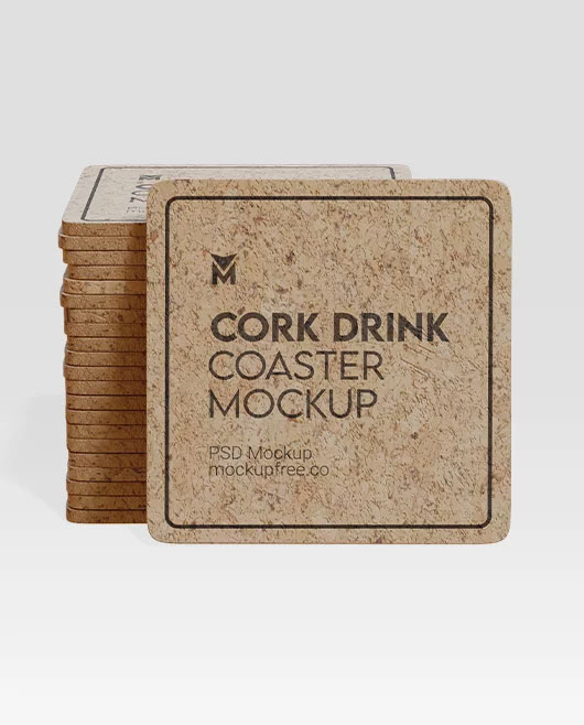 Cork Drink Coaster Mockups