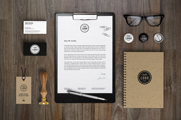 Corporate Identity Branding Stationery Mockup in Top View