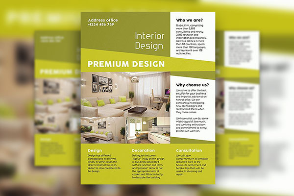 Corporate Photo Interior Design Company Flyer and Facebook Cover Template