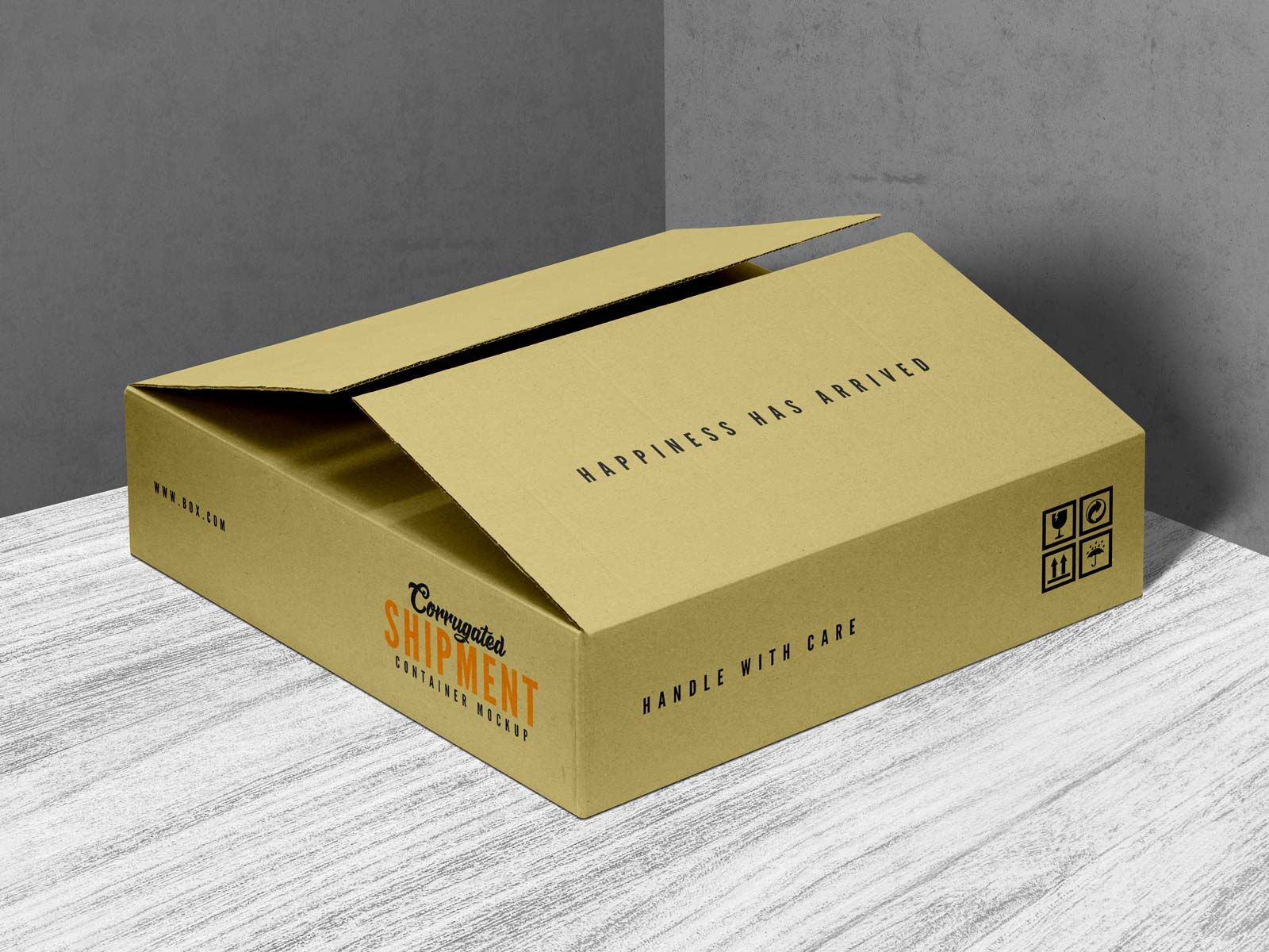 Corrugated Shipping Box Placed in Perspective Mockup FREE PSD