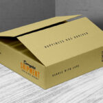 Corrugated Shipping Box Placed in Perspective Mockup