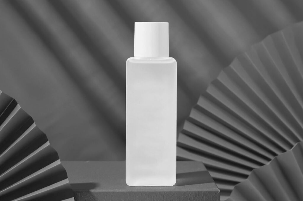 Cosmetic Bottle Front View Mockup