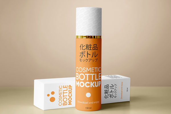 Cosmetic Bottle with Box Mockup