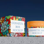 Cosmetic Jar With Box Mockup