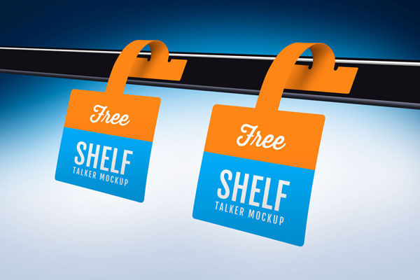 Couple of Square Shelf Talker Wobbler Mockup