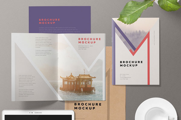 Cover and Inside of a A5 Brochure Mockup
