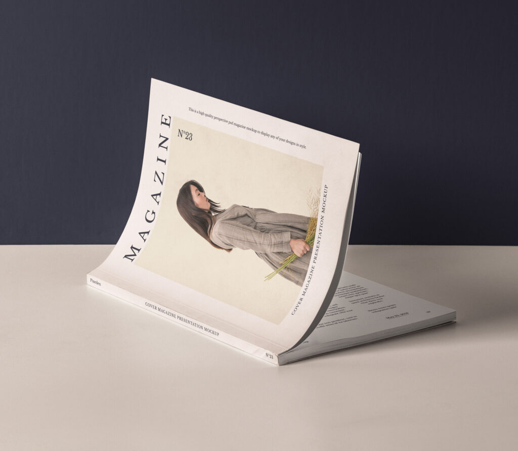 Cover Magazine Mockup with 3/4 View