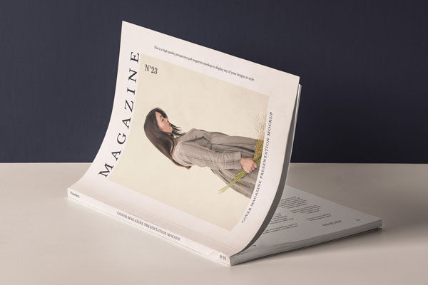Cover Magazine Mockup with 3/4 View