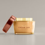Cream Jar on the Floor in Front View Mockup