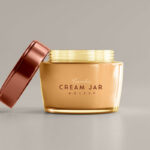 Cream Jar on the Floor in Front View Mockup