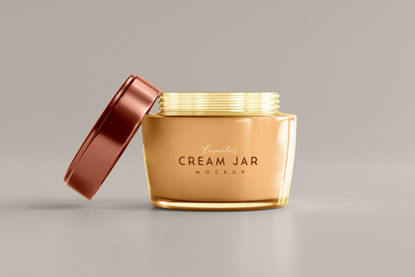 Cream Jar on the Floor in Front View Mockup