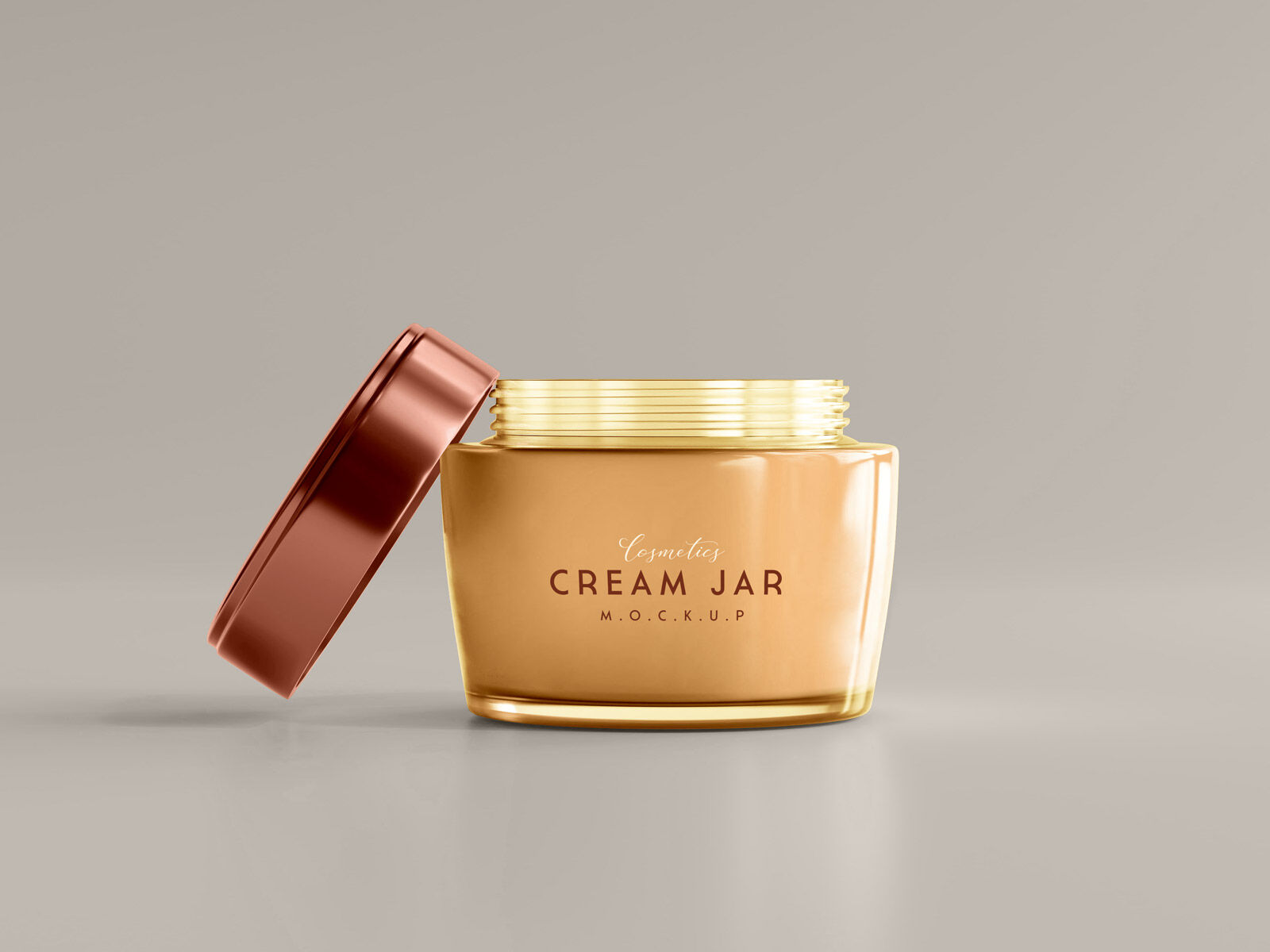 Cream Jar on the Floor in Front View Mockup FREE PSD