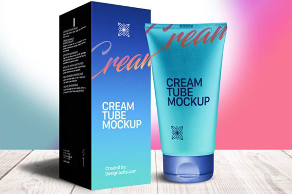 Cream Tube Packaging on Wooden Floor Mockup