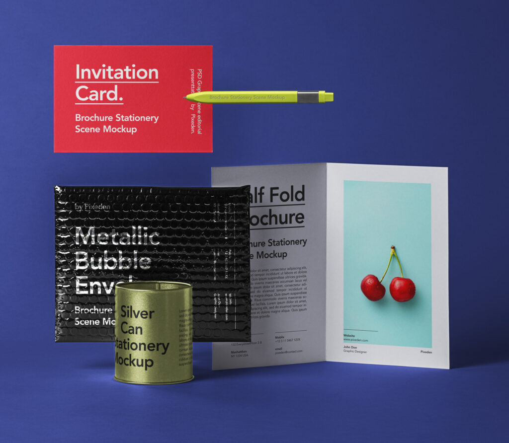 Creative Stationery Dark Envelope and Brochure Mockup