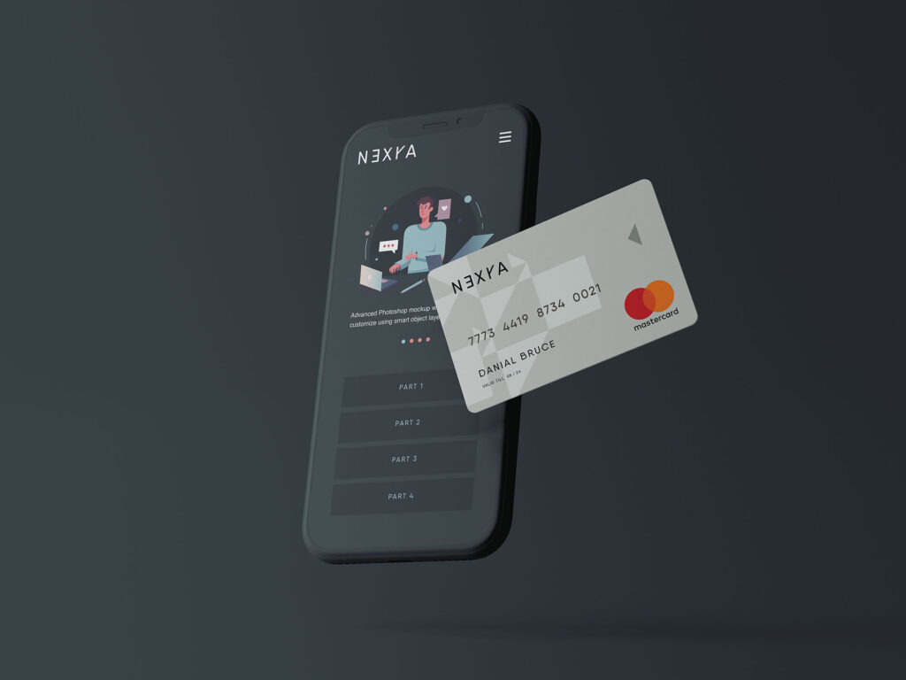 Credit Card Placed on a Smartphone Showcase Mockup